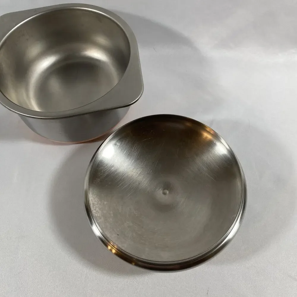 Revere Ware 1 Qt Quart Copper Bottom Sauce Pan Boiler Insert Lid Stainless Steel